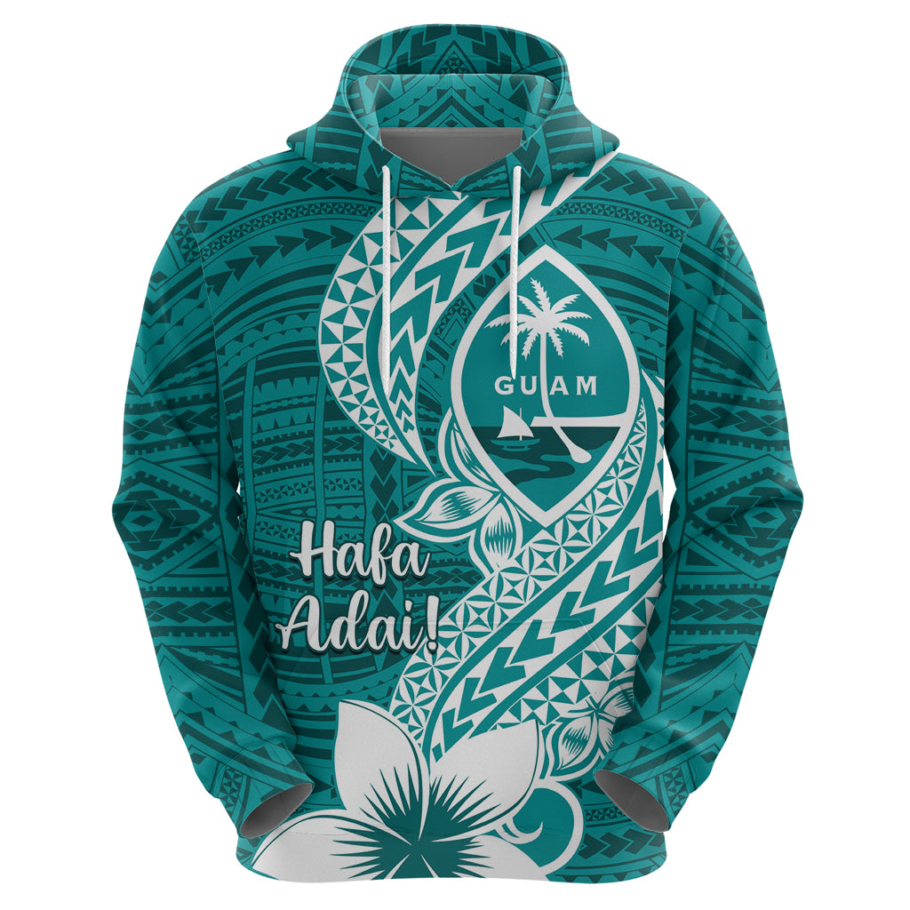 Hafa Adai Guam Zip Hoodie Polynesian Floral Teal Pattern LT01 - Polynesian Pride