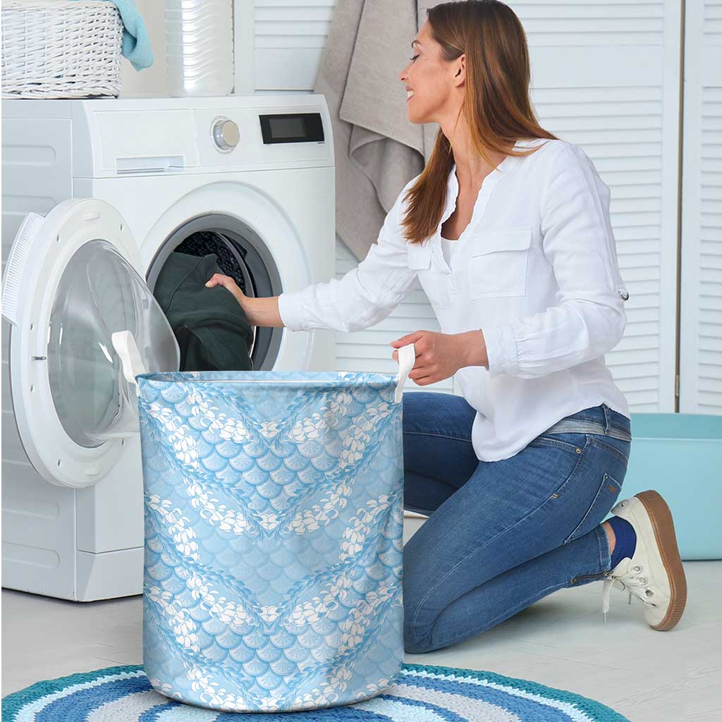 Baby Blue Mermaid Puakenikeni Maile Lei Laundry Basket