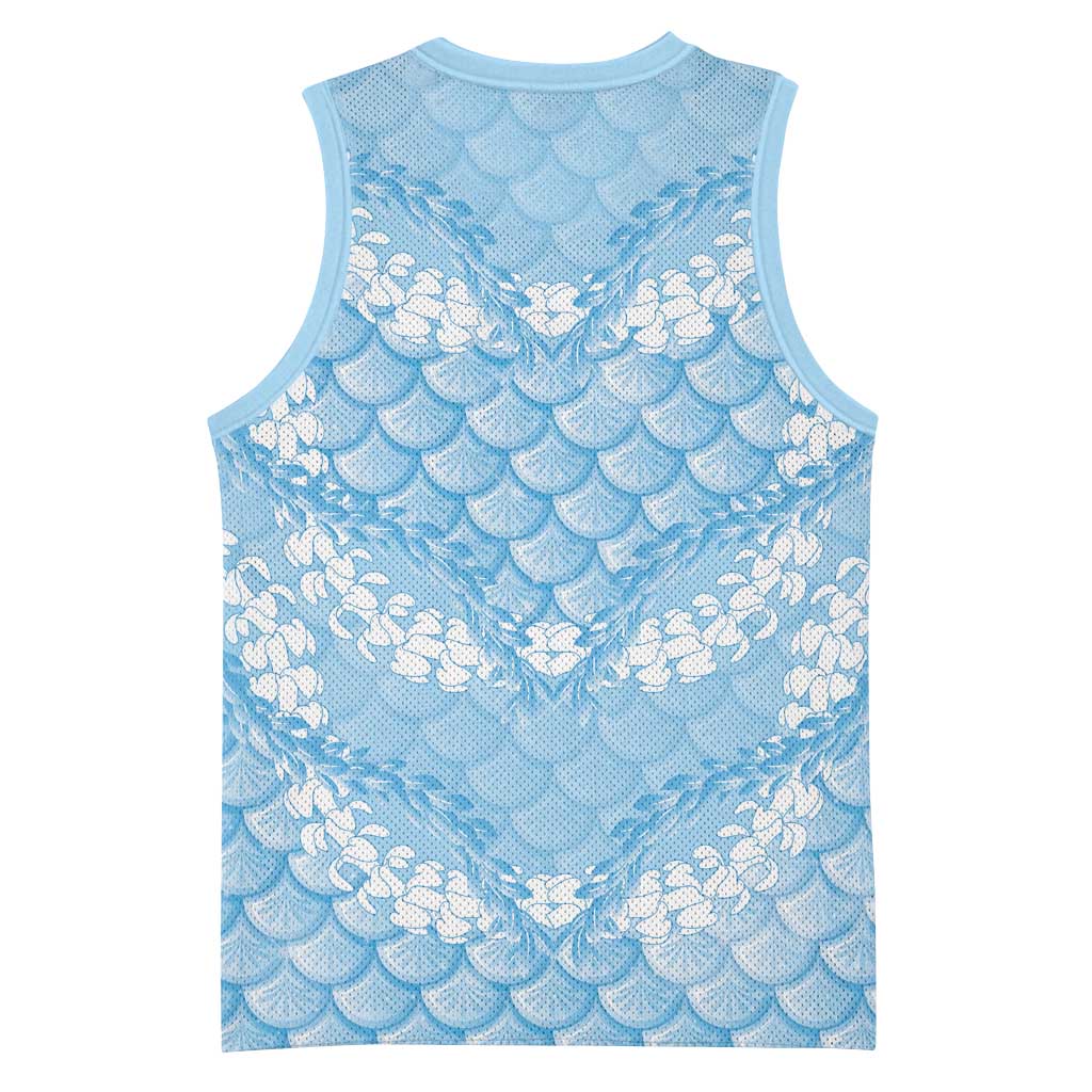 Baby Blue Mermaid Puakenikeni Maile Lei Basketball Jersey
