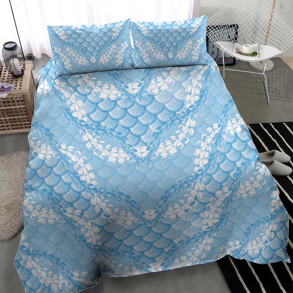 Baby Blue Mermaid Puakenikeni Maile Lei Bedding Set