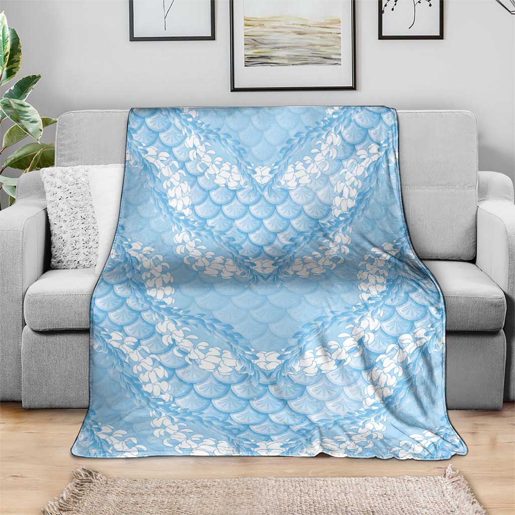 Baby Blue Mermaid Puakenikeni Maile Lei Blanket