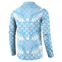Baby Blue Mermaid Puakenikeni Maile Lei Button Sweatshirt