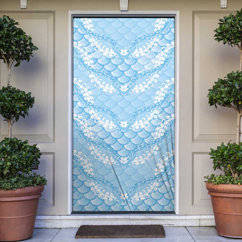 Baby Blue Mermaid Puakenikeni Maile Lei Door Cover LT01 Blue - Polynesian Pride