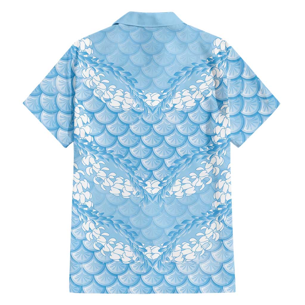Baby Blue Mermaid Puakenikeni Maile Lei Family Matching Mermaid Dress and Hawaiian Shirt LT01 - Polynesian Pride