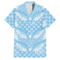 Baby Blue Mermaid Puakenikeni Maile Lei Family Matching Summer Maxi Dress and Hawaiian Shirt LT01 Dad's Shirt - Short Sleeve Blue - Polynesian Pride