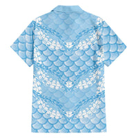 Baby Blue Mermaid Puakenikeni Maile Lei Family Matching Summer Maxi Dress and Hawaiian Shirt LT01 - Polynesian Pride