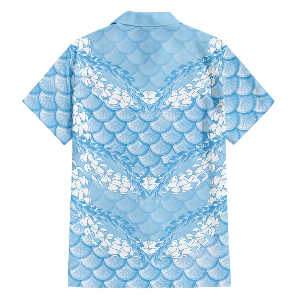 Baby Blue Mermaid Puakenikeni Maile Lei Family Matching Tank Maxi Dress and Hawaiian Shirt LT01 - Polynesian Pride