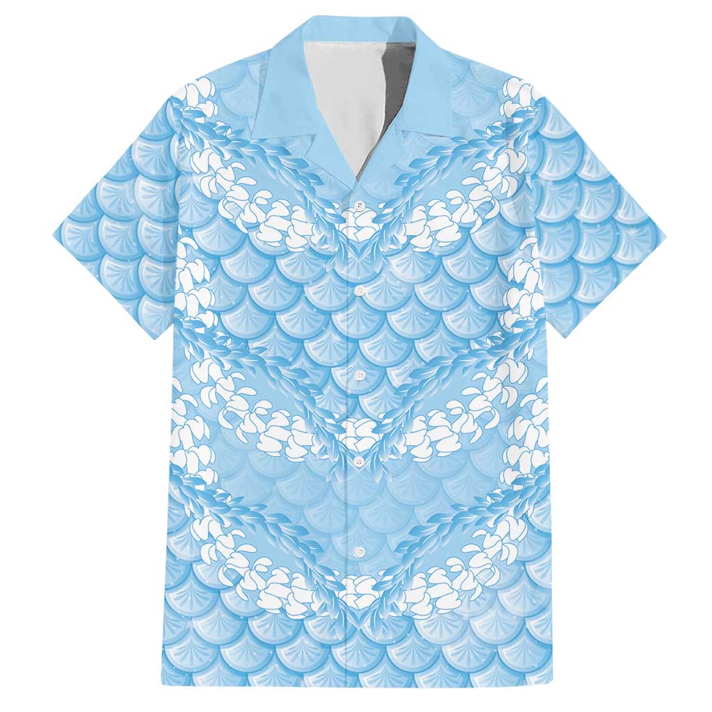 Baby Blue Mermaid Puakenikeni Maile Lei Hawaiian Shirt