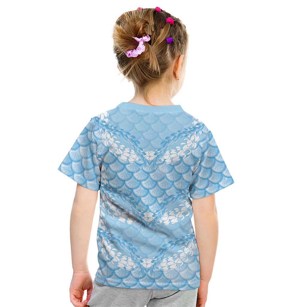 Baby Blue Mermaid Puakenikeni Maile Lei Kid T Shirt LT01 - Polynesian Pride