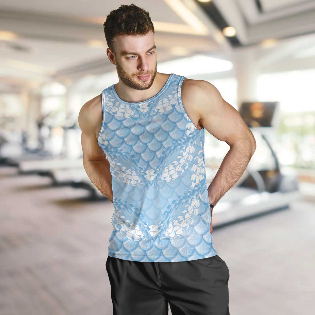 Baby Blue Mermaid Puakenikeni Maile Lei Men Tank Top LT01 Blue - Polynesian Pride