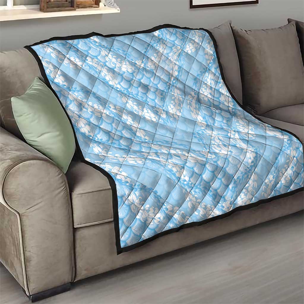 Baby Blue Mermaid Puakenikeni Maile Lei Quilt