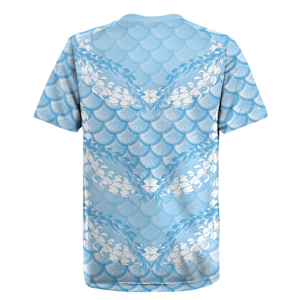 Baby Blue Mermaid Puakenikeni Maile Lei Rugby Jersey