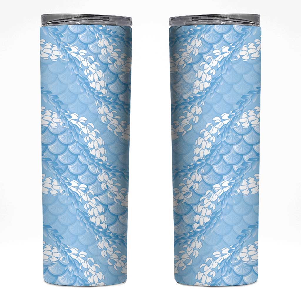 Baby Blue Mermaid Puakenikeni Maile Lei Skinny Tumbler