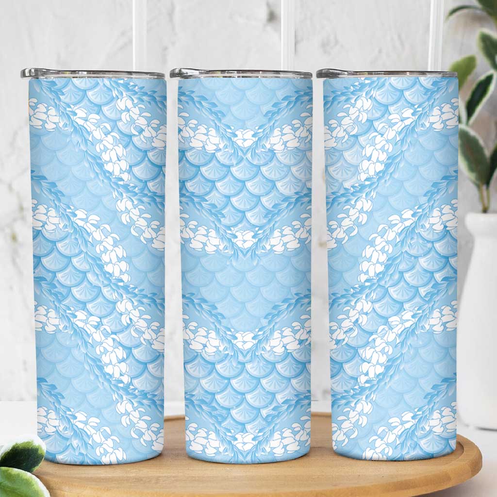 Baby Blue Mermaid Puakenikeni Maile Lei Skinny Tumbler