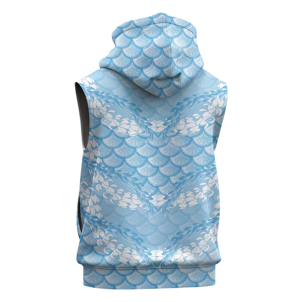 Baby Blue Mermaid Puakenikeni Maile Lei Sleeveless Hoodie