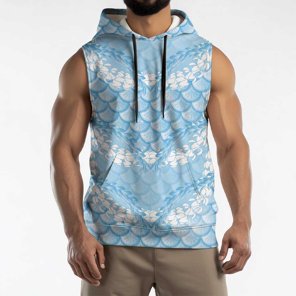 Baby Blue Mermaid Puakenikeni Maile Lei Sleeveless Hoodie