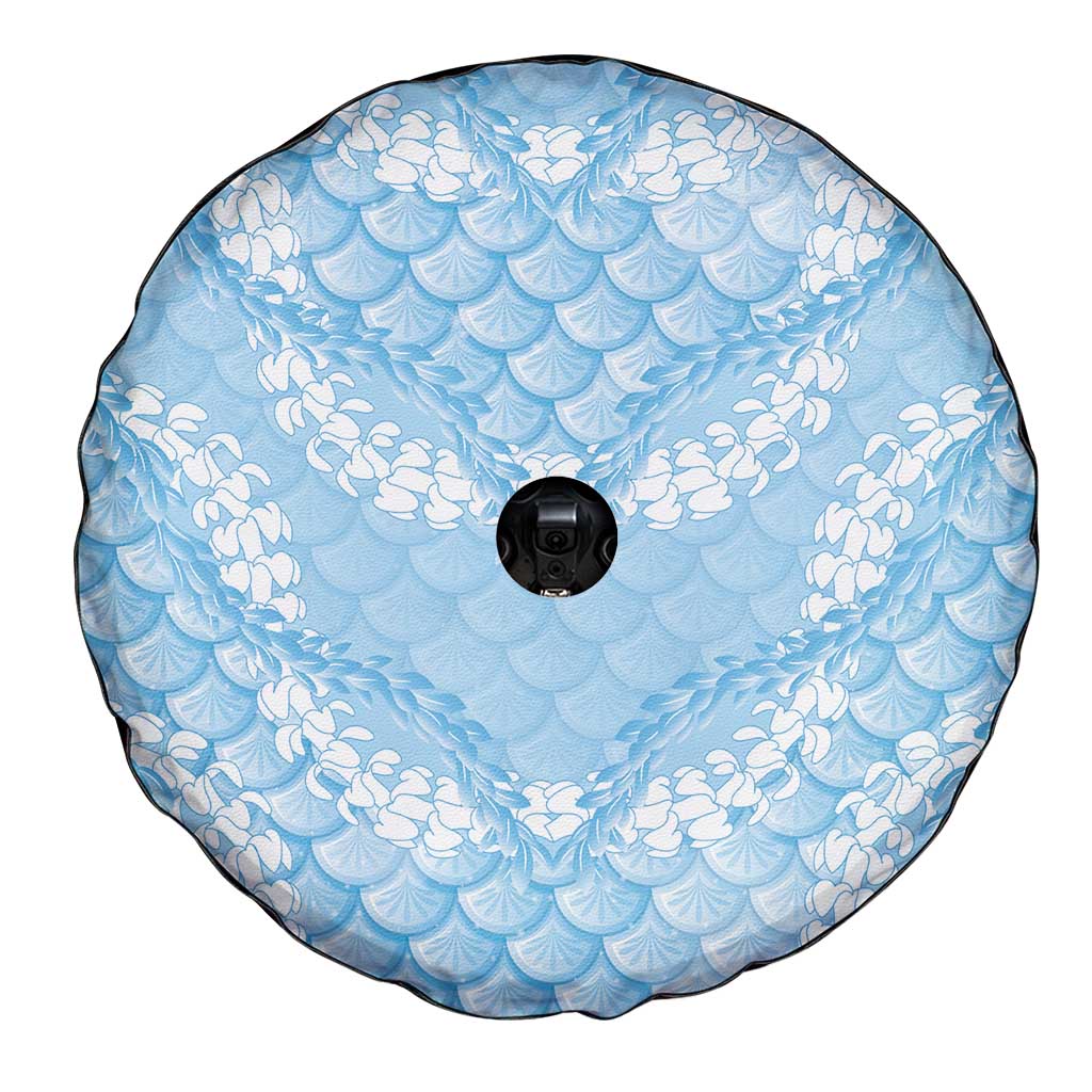 Baby Blue Mermaid Puakenikeni Maile Lei Spare Tire Cover