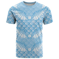 Baby Blue Mermaid Puakenikeni Maile Lei T Shirt LT01 Blue - Polynesian Pride