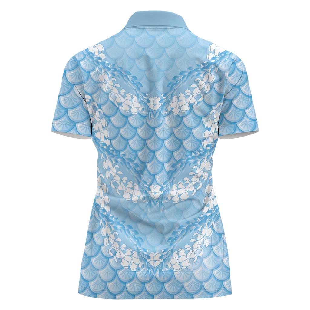 Baby Blue Mermaid Puakenikeni Maile Lei Women Polo Shirt