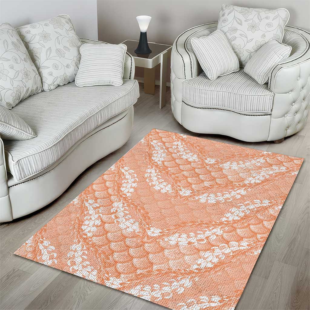 Apricot Mermaid Puakenikeni Maile Lei Area Rug