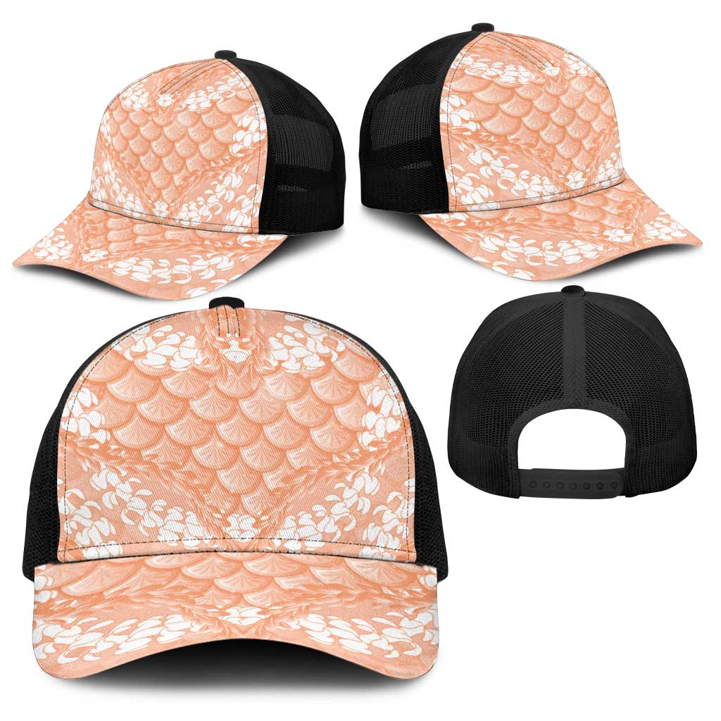 Apricot Mermaid Puakenikeni Maile Lei Baseball Net Cap