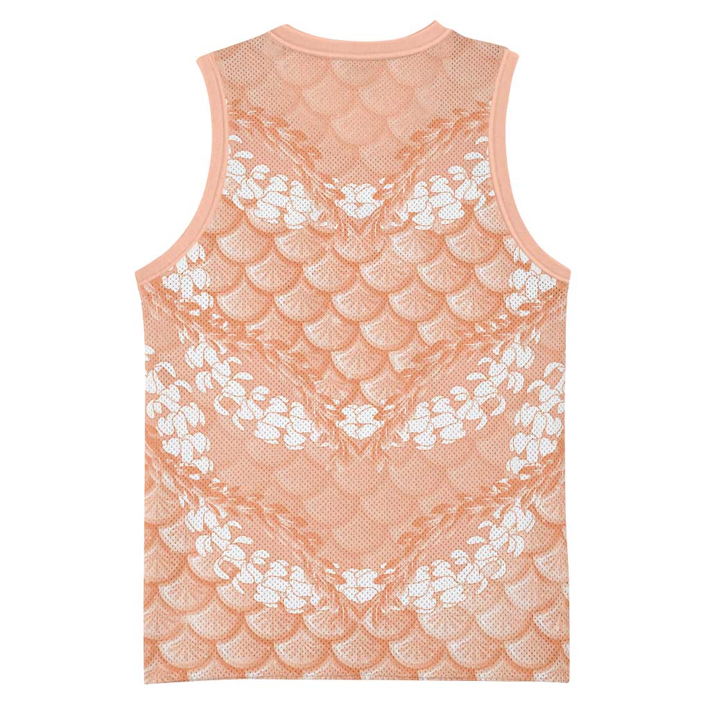 Apricot Mermaid Puakenikeni Maile Lei Basketball Jersey