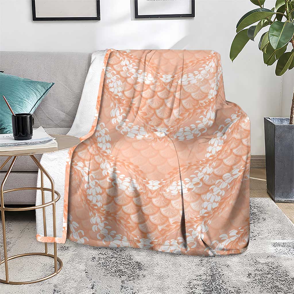 Apricot Mermaid Puakenikeni Maile Lei Blanket