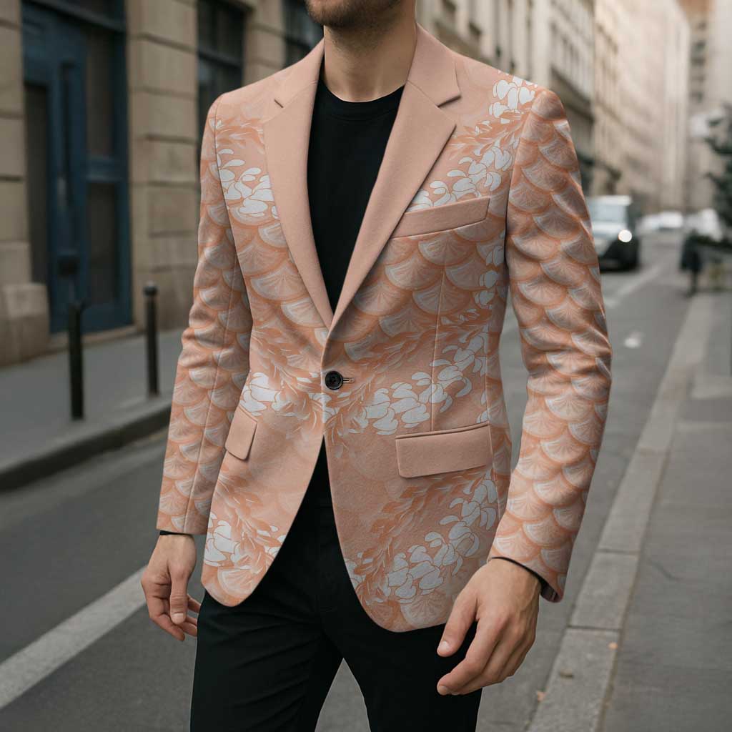 Apricot Mermaid Puakenikeni Maile Lei Blazer