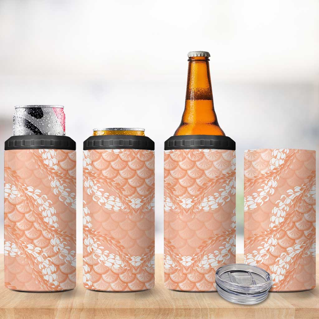 Apricot Mermaid Puakenikeni Maile Lei 4 in 1 Can Cooler Tumbler