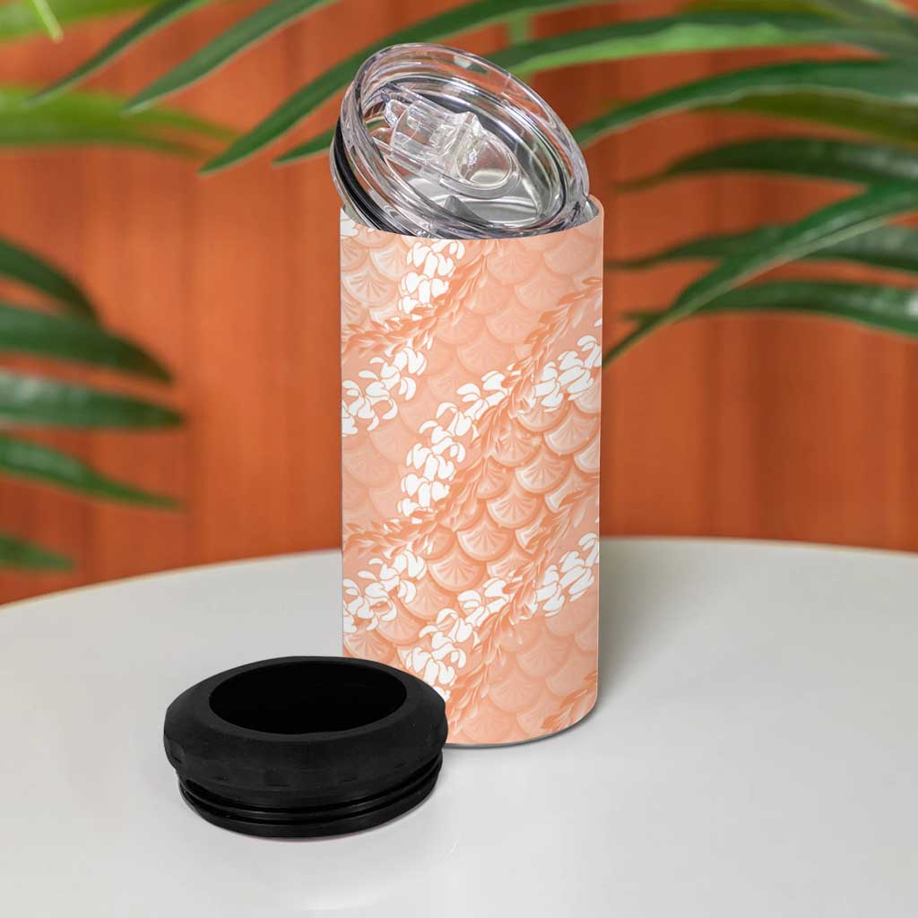 Apricot Mermaid Puakenikeni Maile Lei 4 in 1 Can Cooler Tumbler