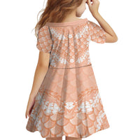 Apricot Mermaid Puakenikeni Maile Lei Family Matching Tank Maxi Dress and Hawaiian Shirt LT01 - Polynesian Pride