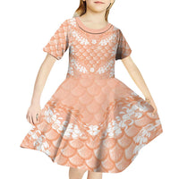 Apricot Mermaid Puakenikeni Maile Lei Kid Short Sleeve Dress