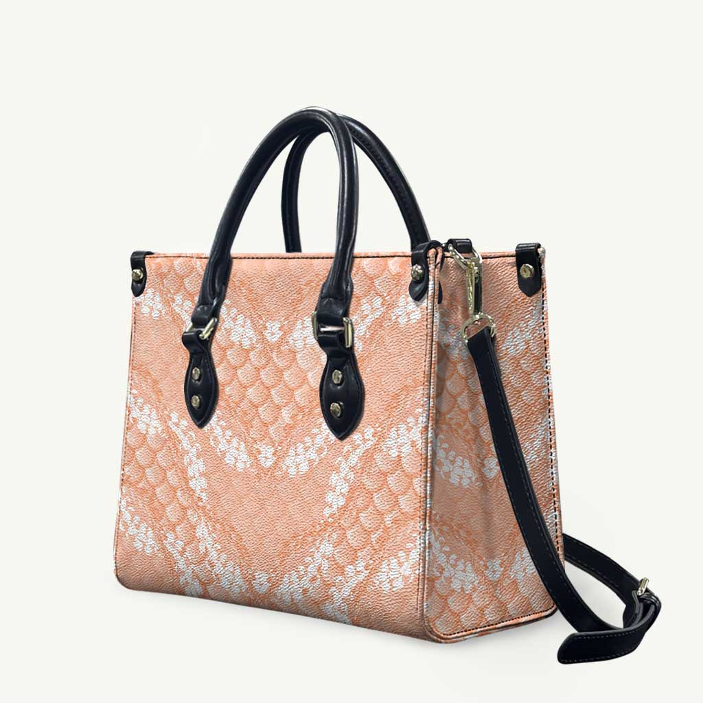 Apricot Mermaid Puakenikeni Maile Lei Leather Bag