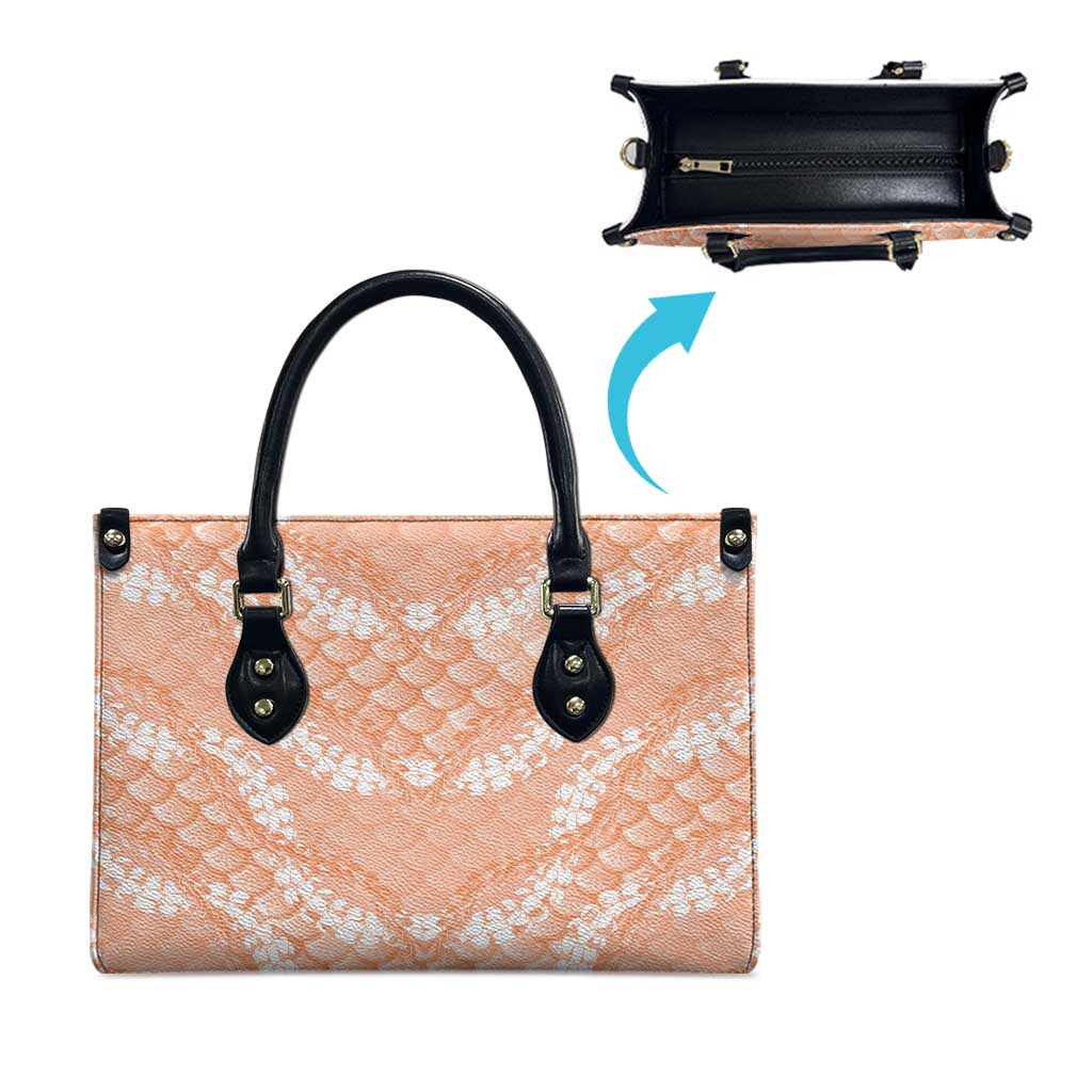 Apricot Mermaid Puakenikeni Maile Lei Leather Bag