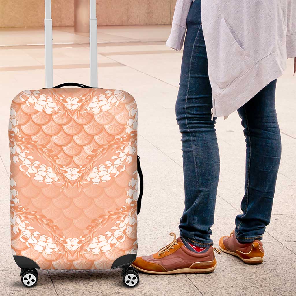 Apricot Mermaid Puakenikeni Maile Lei Luggage Cover LT01 Apricot - Polynesian Pride
