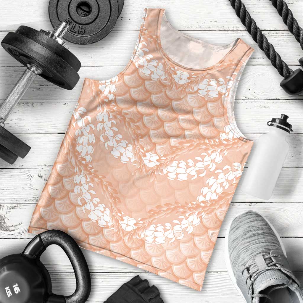 Apricot Mermaid Puakenikeni Maile Lei Men Tank Top