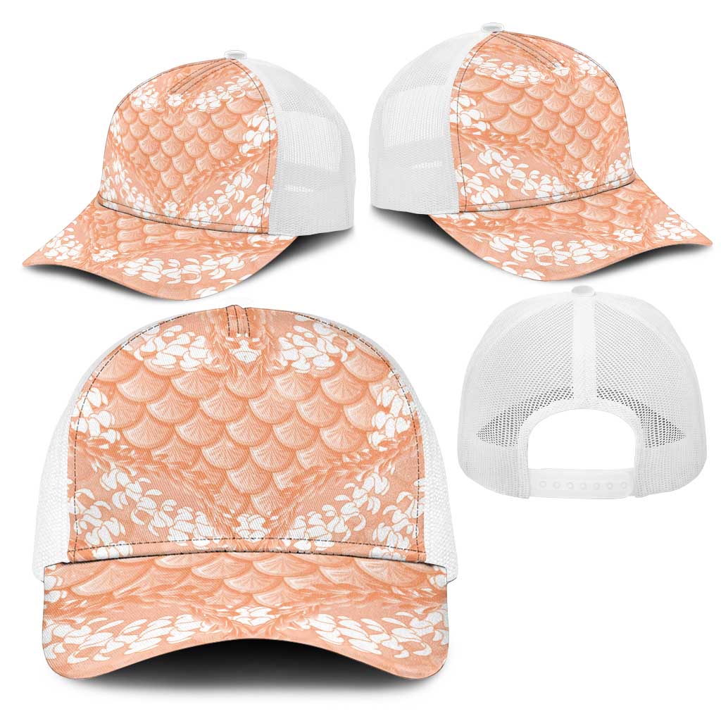 Apricot Mermaid Puakenikeni Maile Lei Mesh Trucker Cap