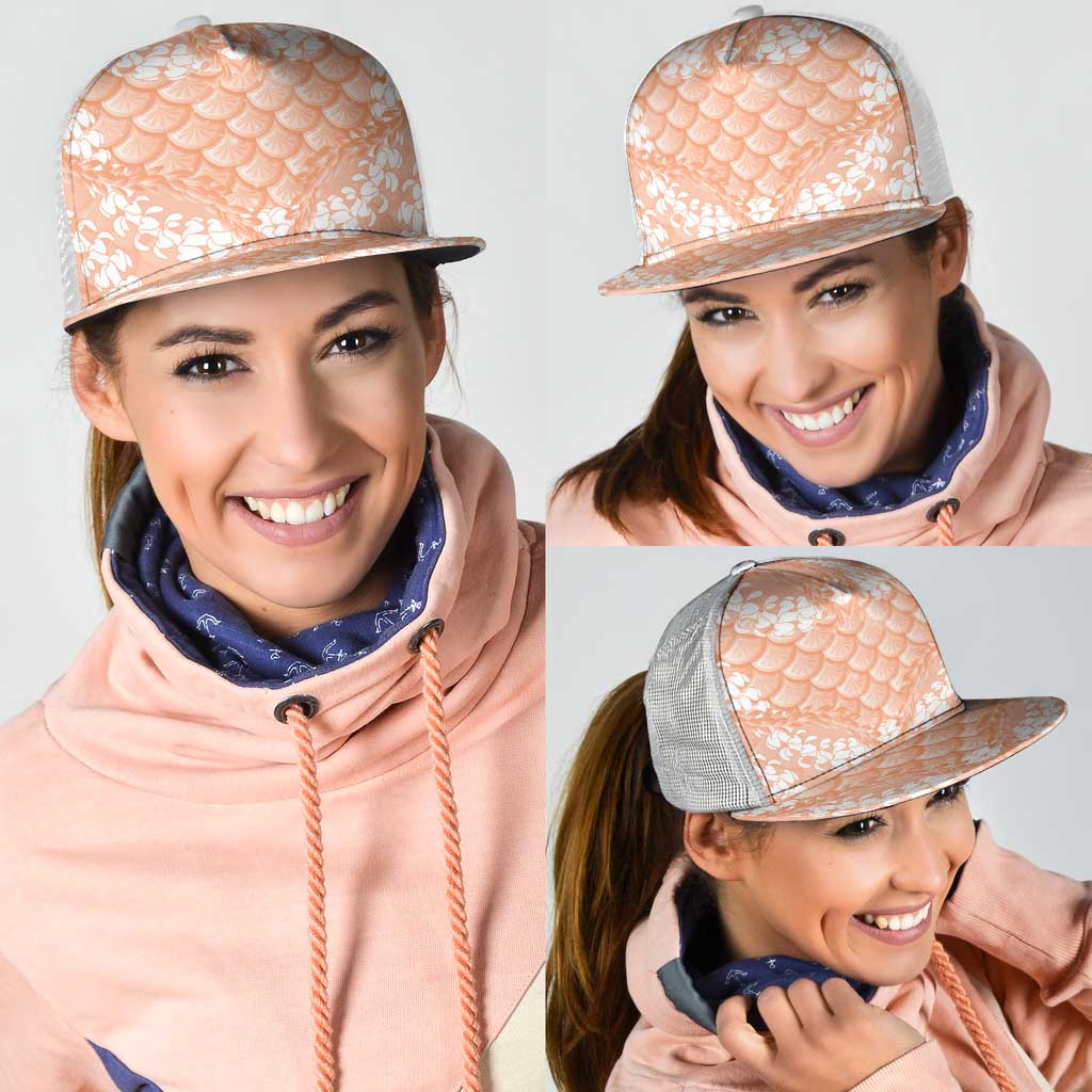 Apricot Mermaid Puakenikeni Maile Lei Mesh Trucker Cap