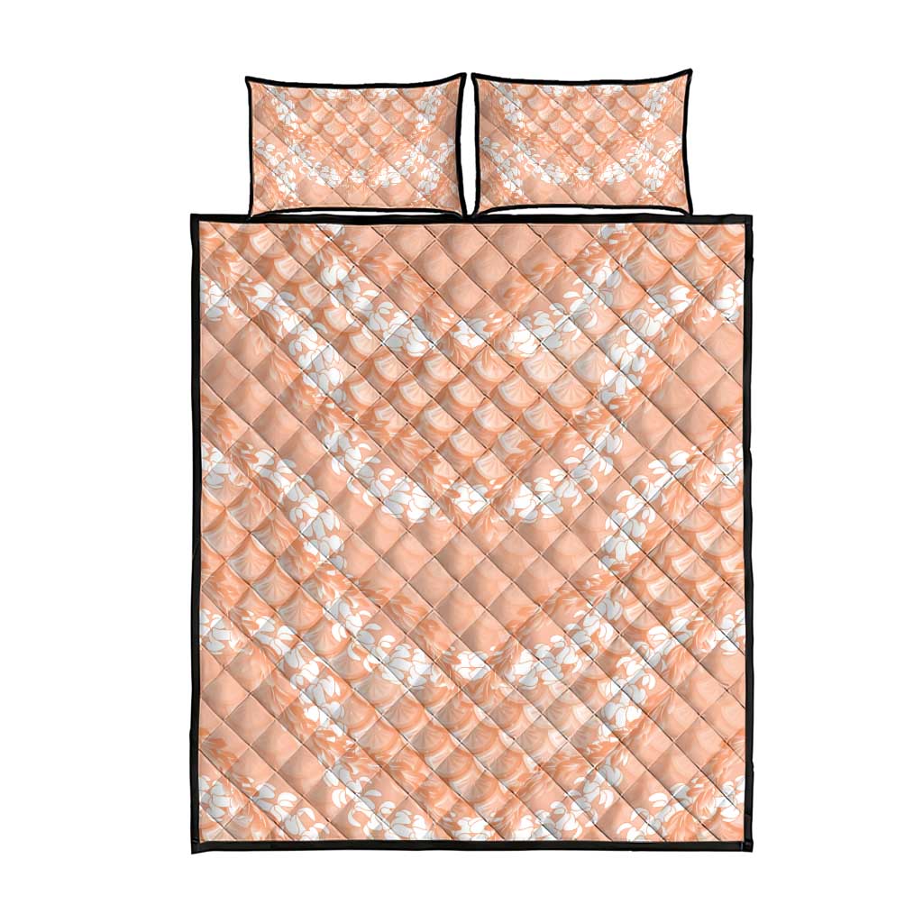 Apricot Mermaid Puakenikeni Maile Lei Quilt Bed Set LT01 - Polynesian Pride