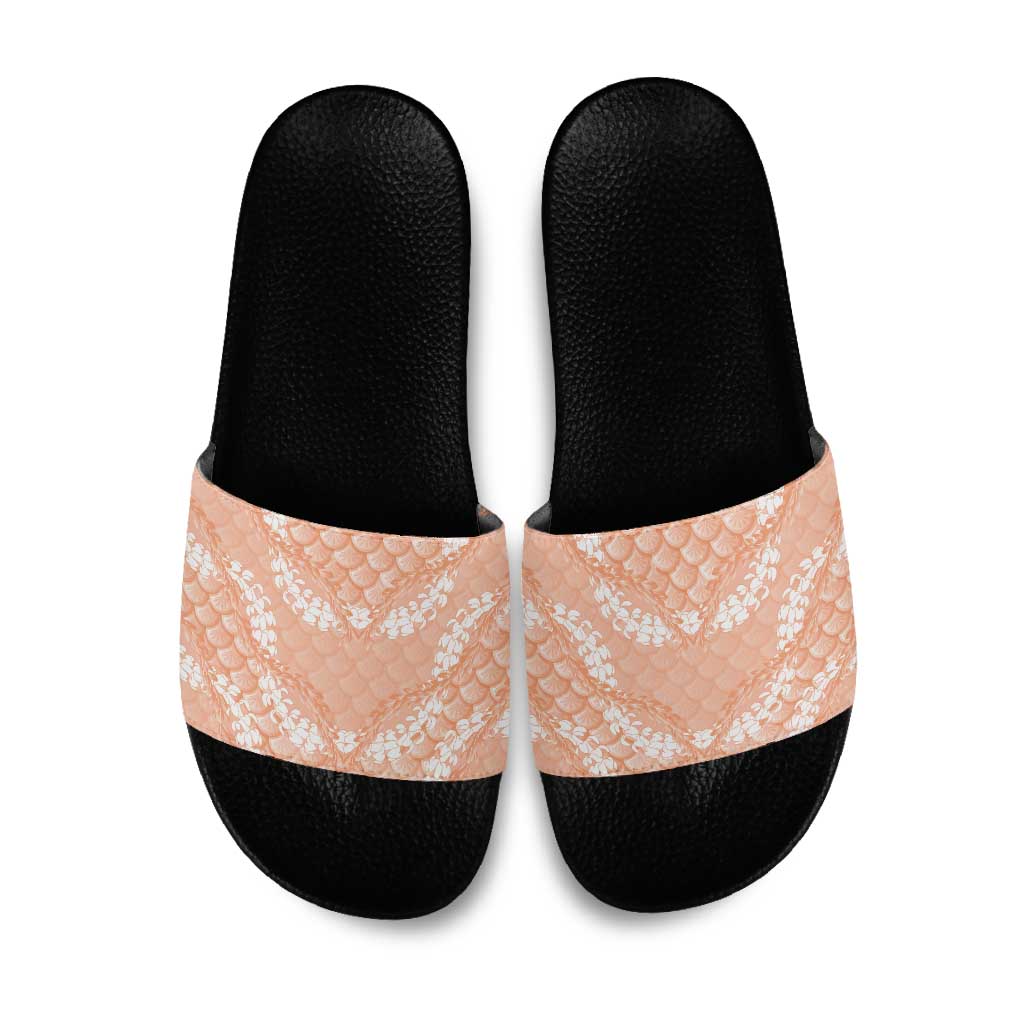 Apricot Mermaid Puakenikeni Maile Lei Slide Sandals