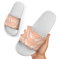 Apricot Mermaid Puakenikeni Maile Lei Slide Sandals