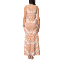 Apricot Mermaid Puakenikeni Maile Lei Tank Maxi Dress