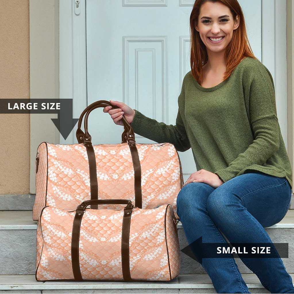 Apricot Mermaid Puakenikeni Maile Lei Travel Bag