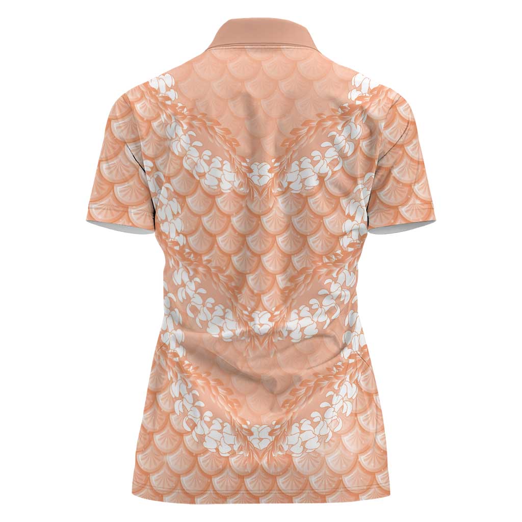 Apricot Mermaid Puakenikeni Maile Lei Women Polo Shirt
