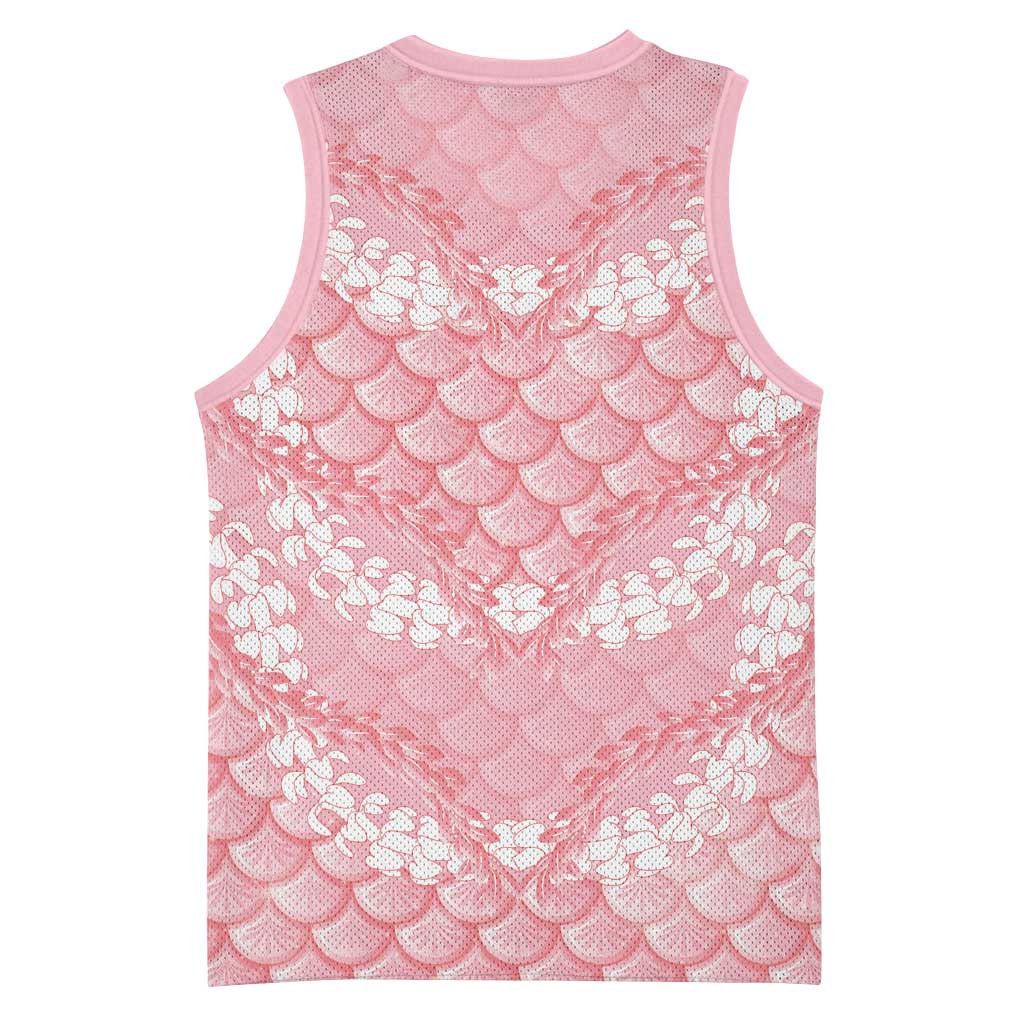 Soft Pink Mermaid Puakenikeni Maile Lei Basketball Jersey
