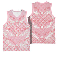 Soft Pink Mermaid Puakenikeni Maile Lei Basketball Jersey