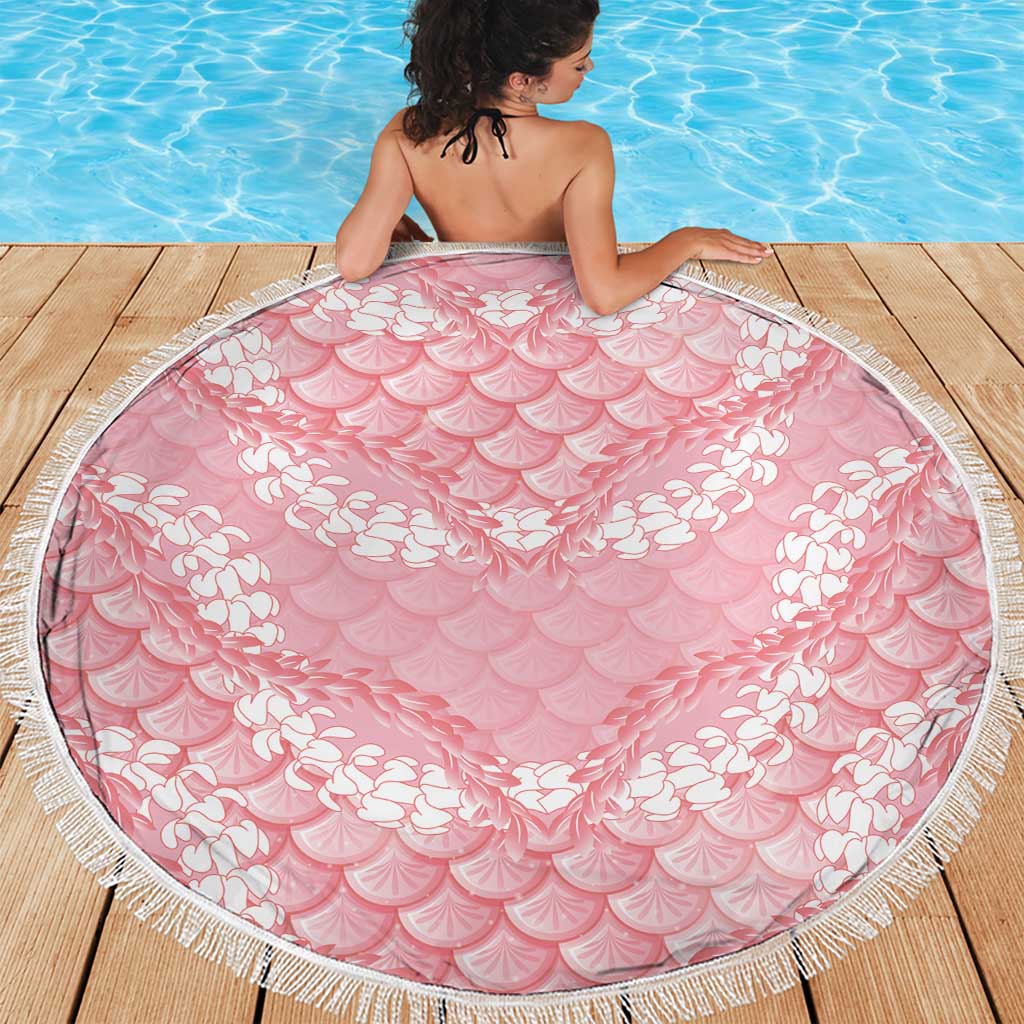 Soft Pink Mermaid Puakenikeni Maile Lei Beach Blanket