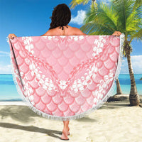 Soft Pink Mermaid Puakenikeni Maile Lei Beach Blanket