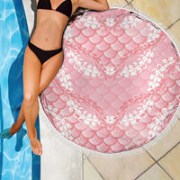 Soft Pink Mermaid Puakenikeni Maile Lei Beach Blanket