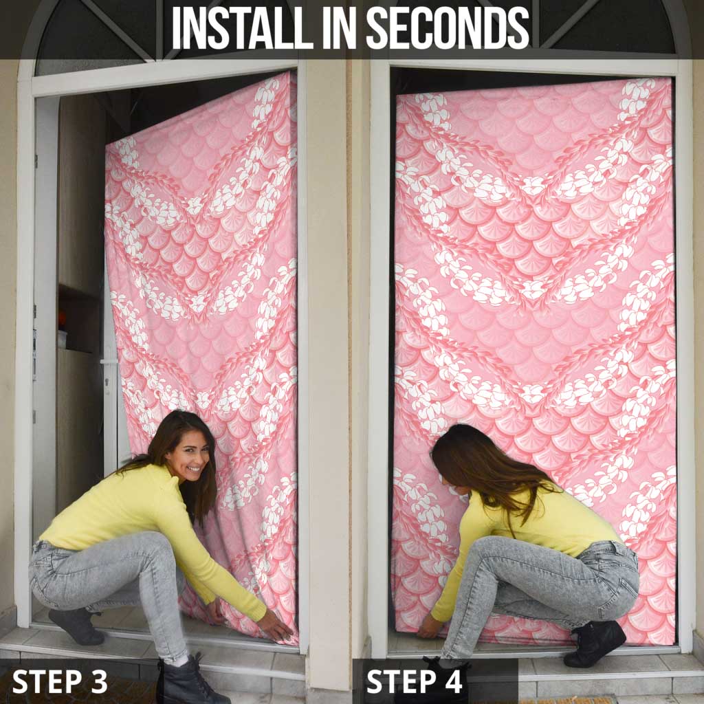 Soft Pink Mermaid Puakenikeni Maile Lei Door Cover